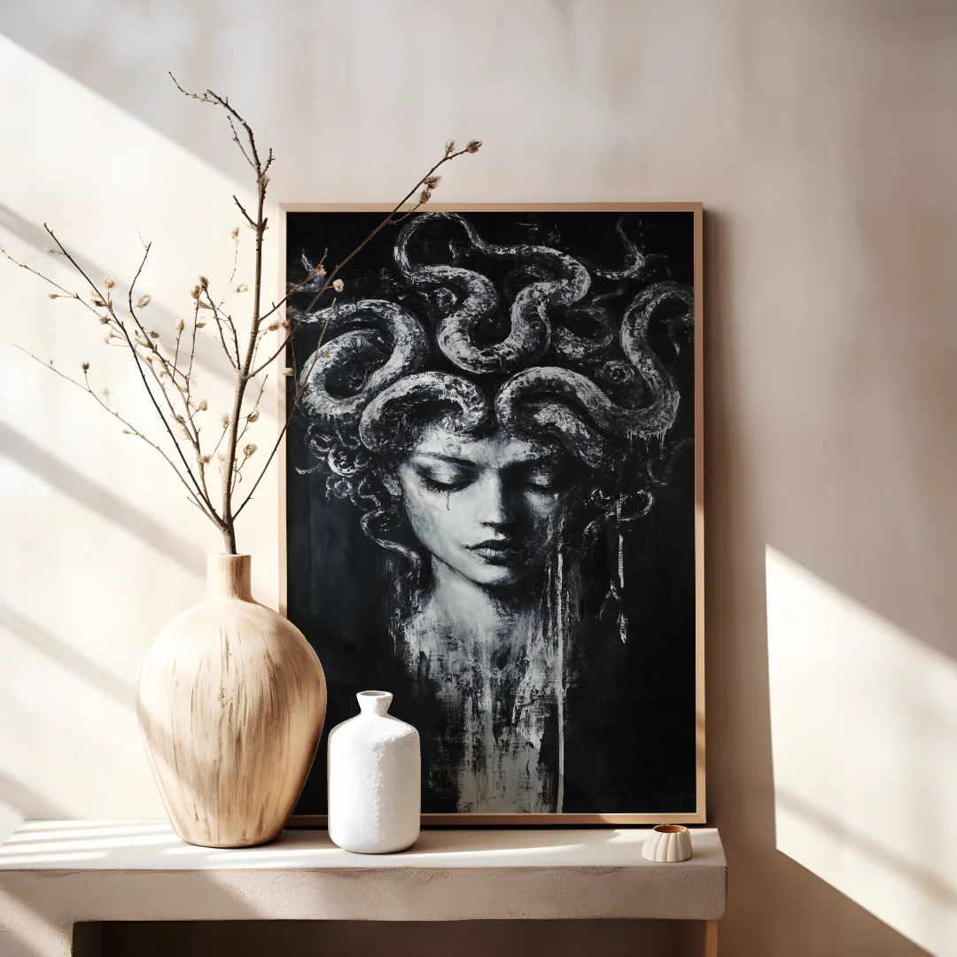 Mystical Serpent Goddess Printable Wall Art for Unique Home Decor