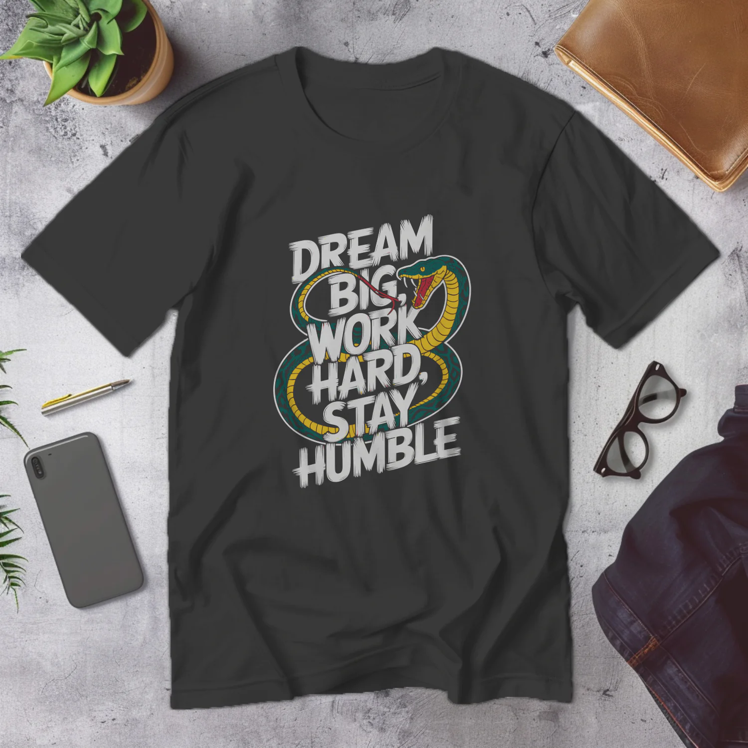 Dream Big Work Hard Stay Humble Snake Graphic Tee