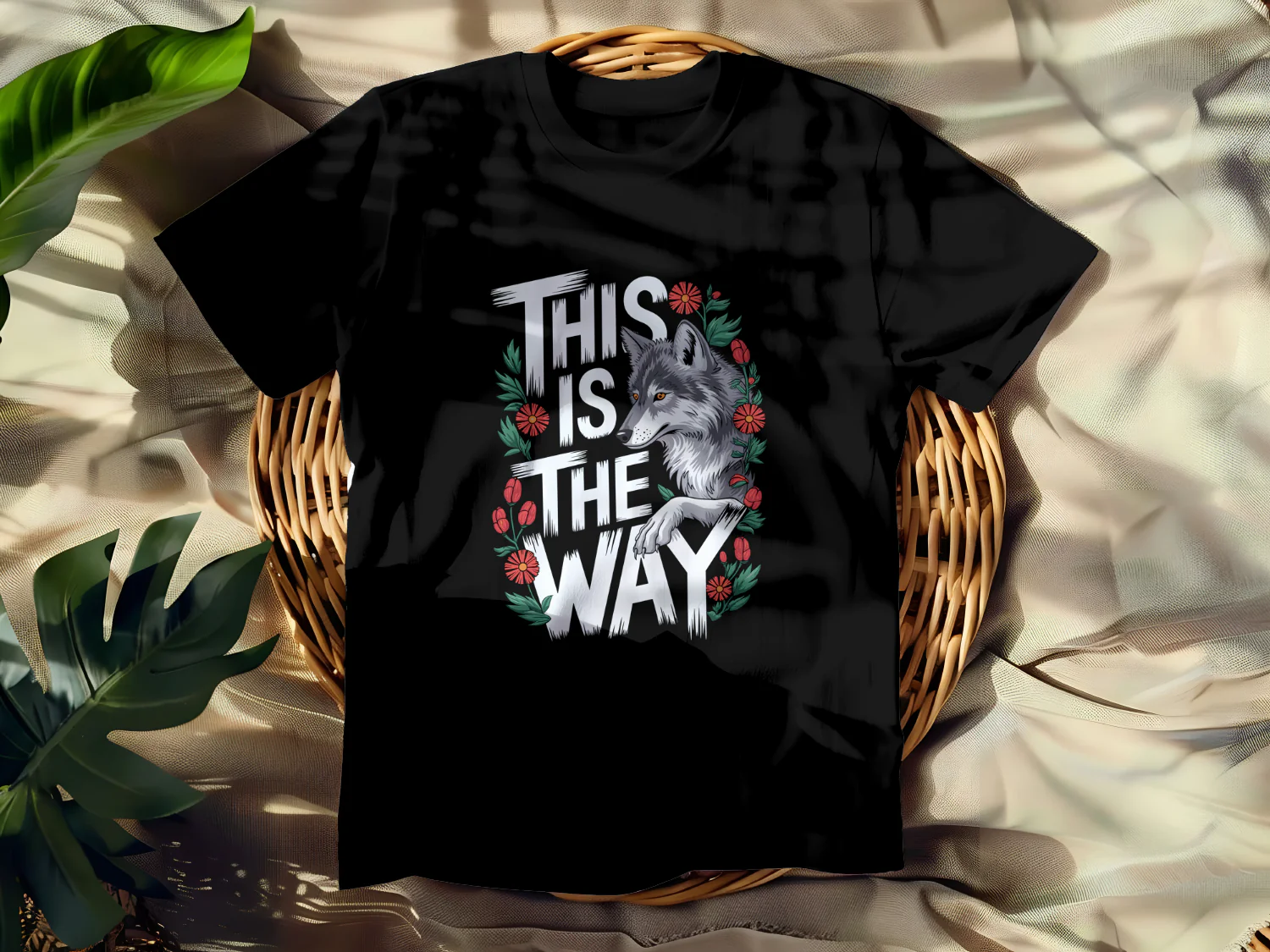 This Is The Way Wolf Floral T-Shirt Design for Nature Lovers