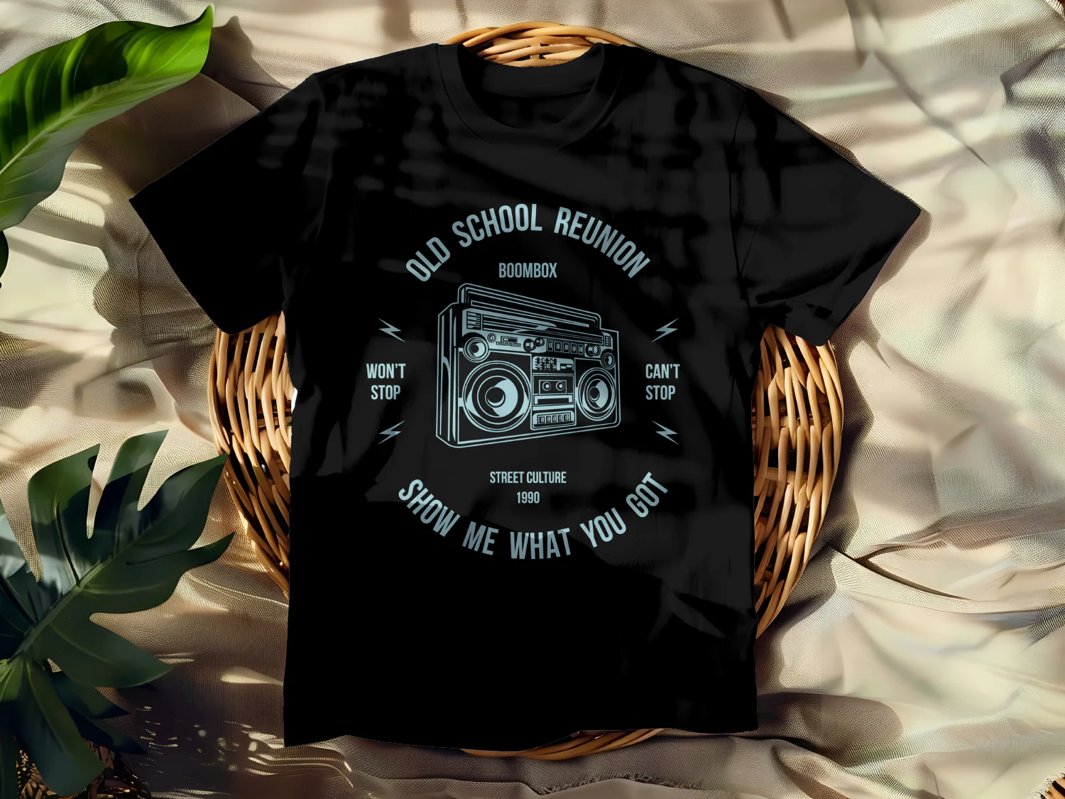 Old School Reunion Boombox T-Shirt Design Street Culture 1990 Retro Style