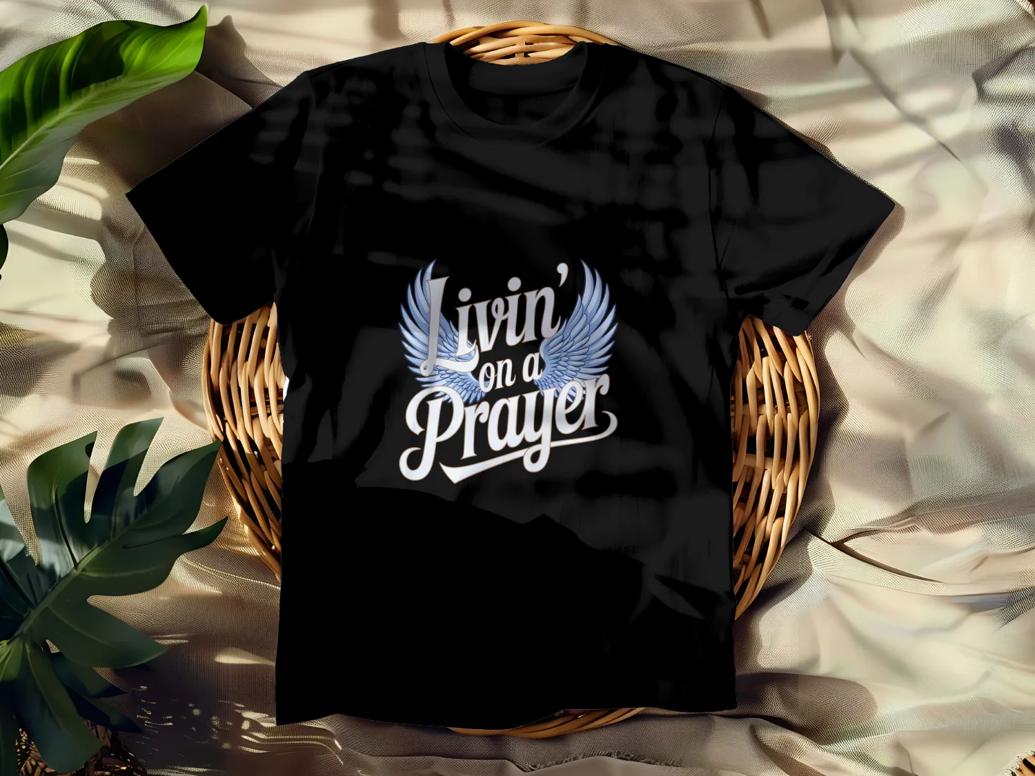 Livin' on a Prayer T-shirt Design with Wings Graphic