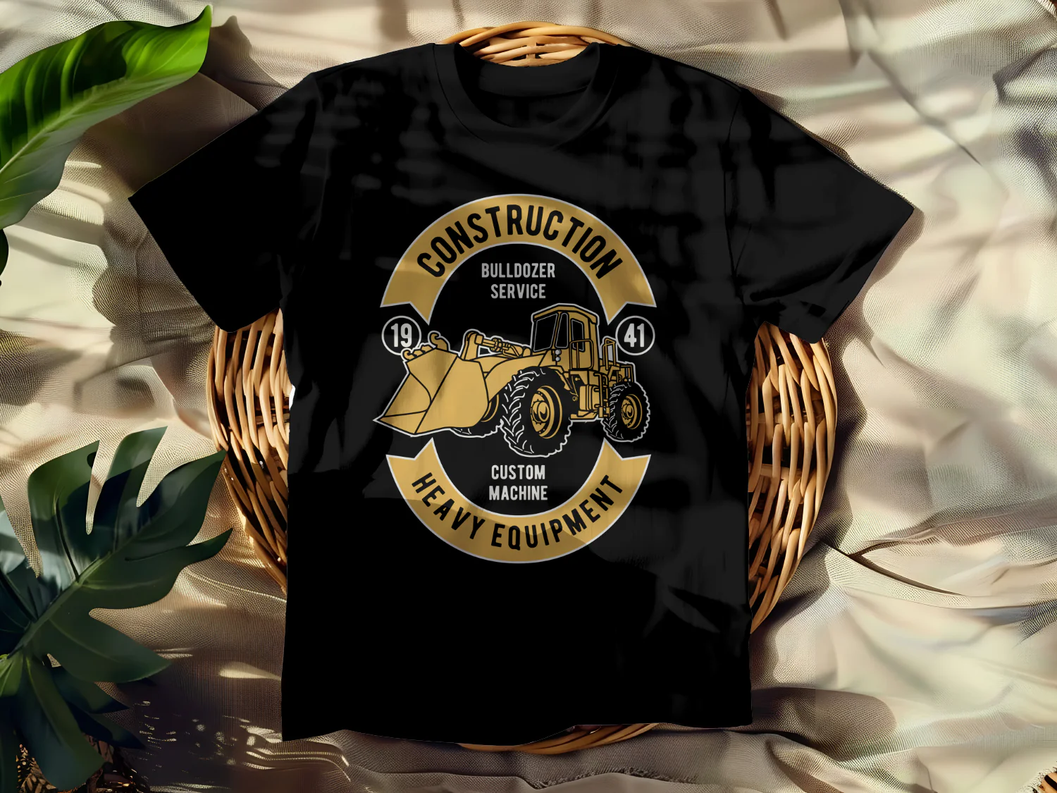 Vintage Construction Bulldozer Service T-Shirt Design