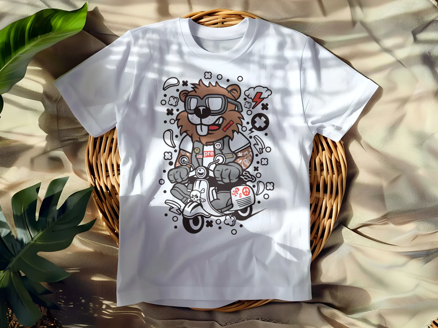 Cool Biker Beaver T-Shirt Design for Racing and Adventure Lovers