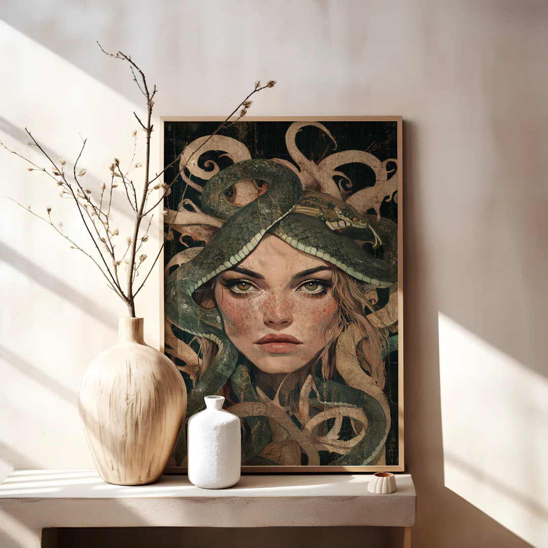 Serpent Goddess Printable Wall Art for Unique Home Decor