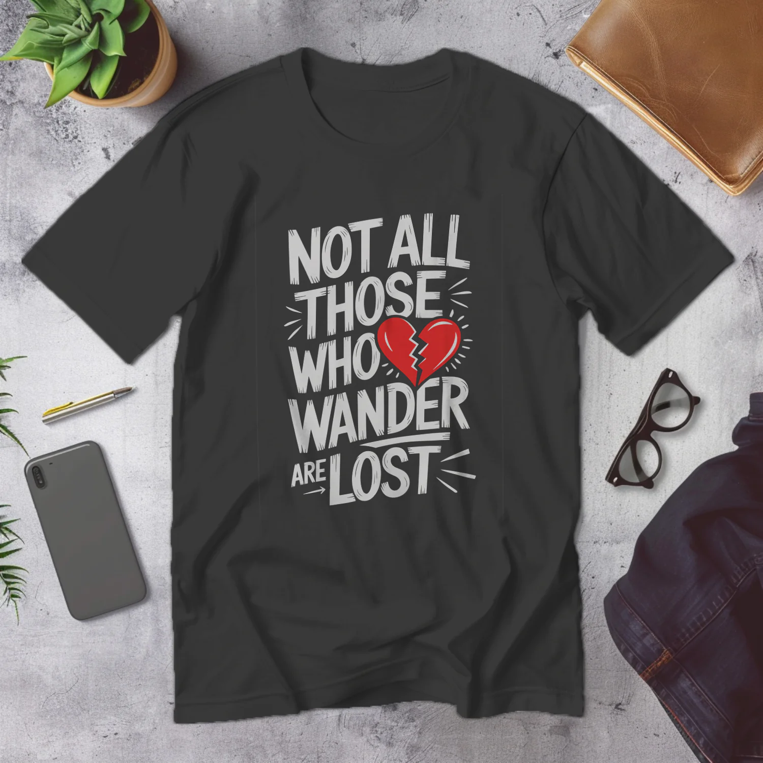 Not All Who Wander Are Lost Heartbreak Design T-Shirt