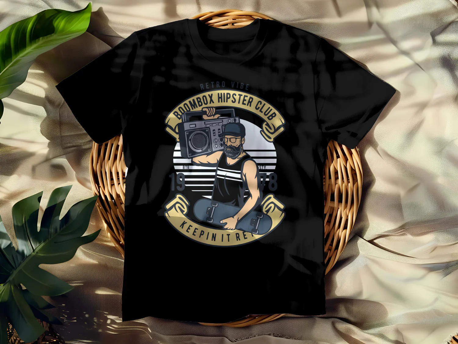 Retro Boombox Hipster Club T-Shirt Design 1978 Keepin' It Real