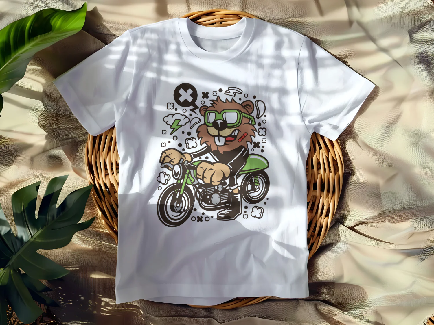 Cool Retro Beaver Biker T-Shirt Design for Fun and Adventure Lovers