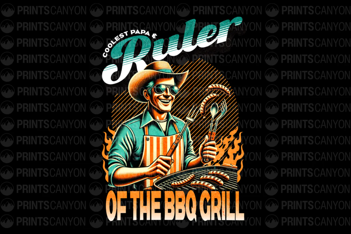 Coolest Papa Ruler of the BBQ Grill T-Shirt for Grill Masters and BBQ Lovers