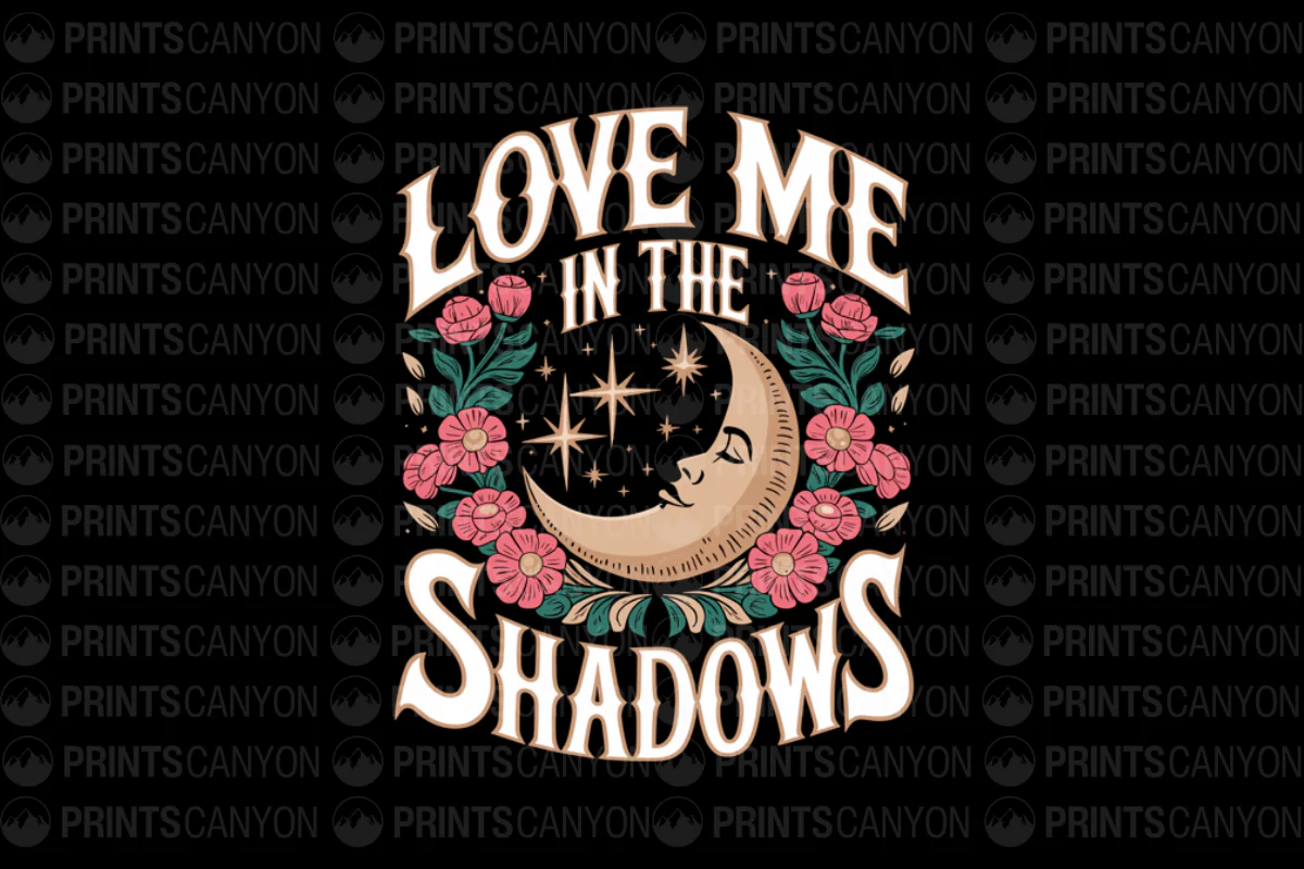 Love Me in the Shadows Floral Moon Design T-Shirt