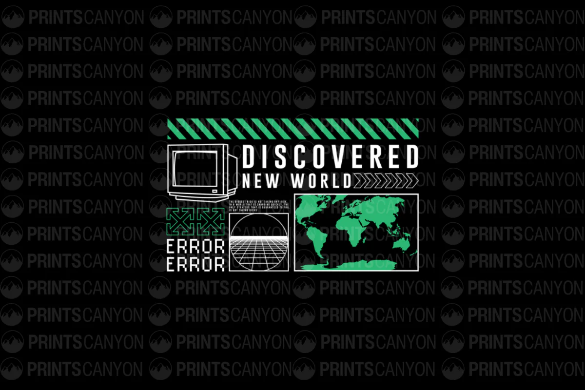 Discovered New World Vintage Graphic Tee with Retro TV and Error Design