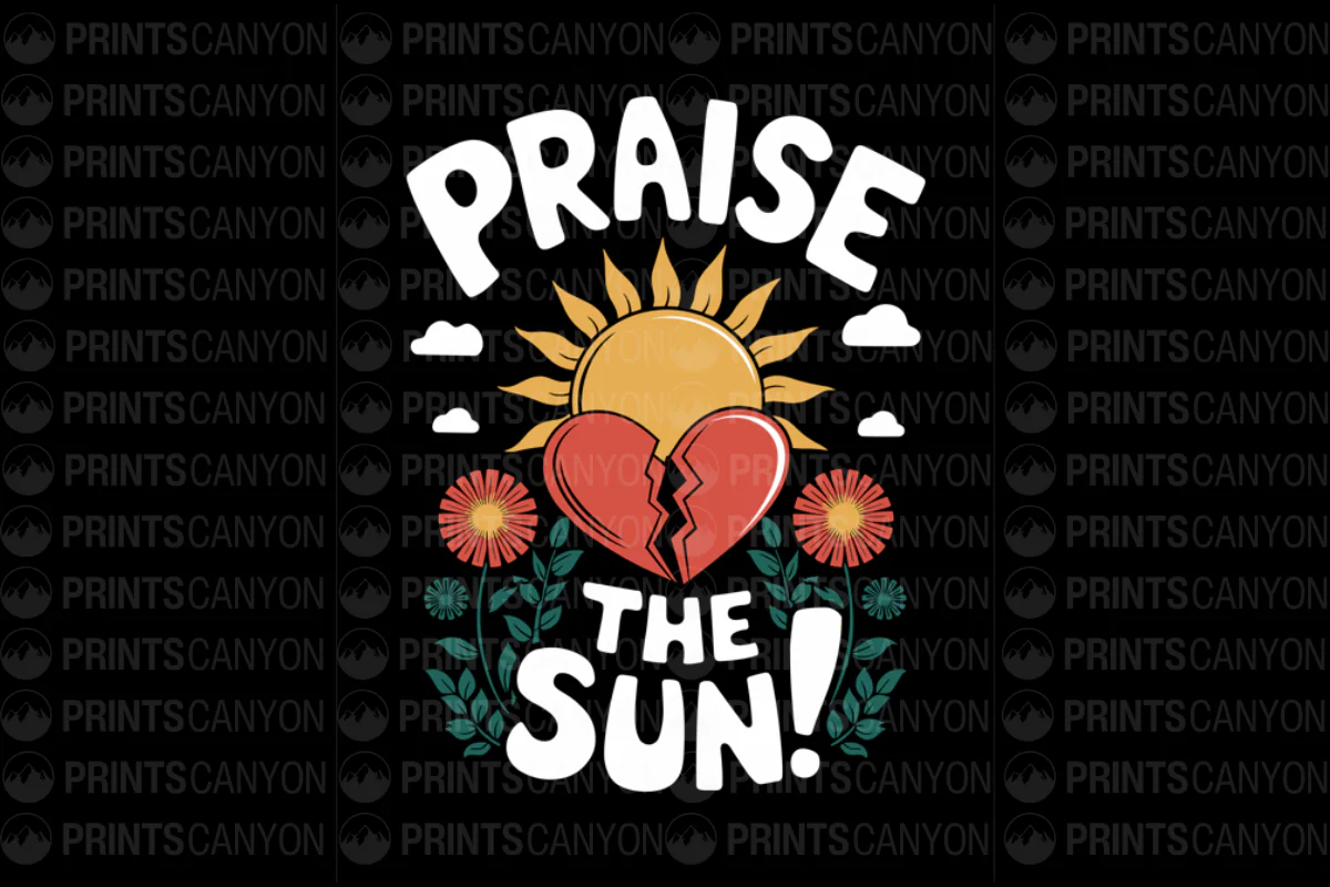 Praise the Sun Broken Heart Floral Vintage Art Print Poster