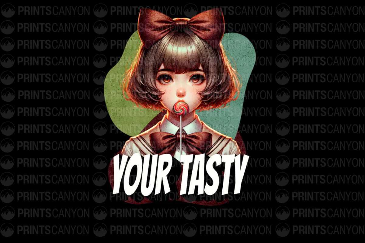Cute Retro Lollipop Girl Graphic for Sweet Treat Lovers