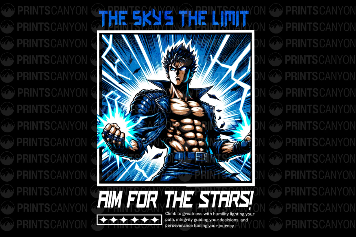 Sky's the Limit Graphic Tee - Aim for the Stars Motivational Design