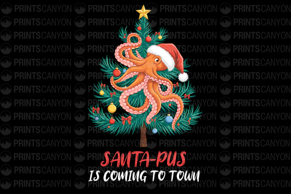 Santa-Pus Holiday Tree Decor - Fun and Festive Octopus Design for Christmas Cheer!