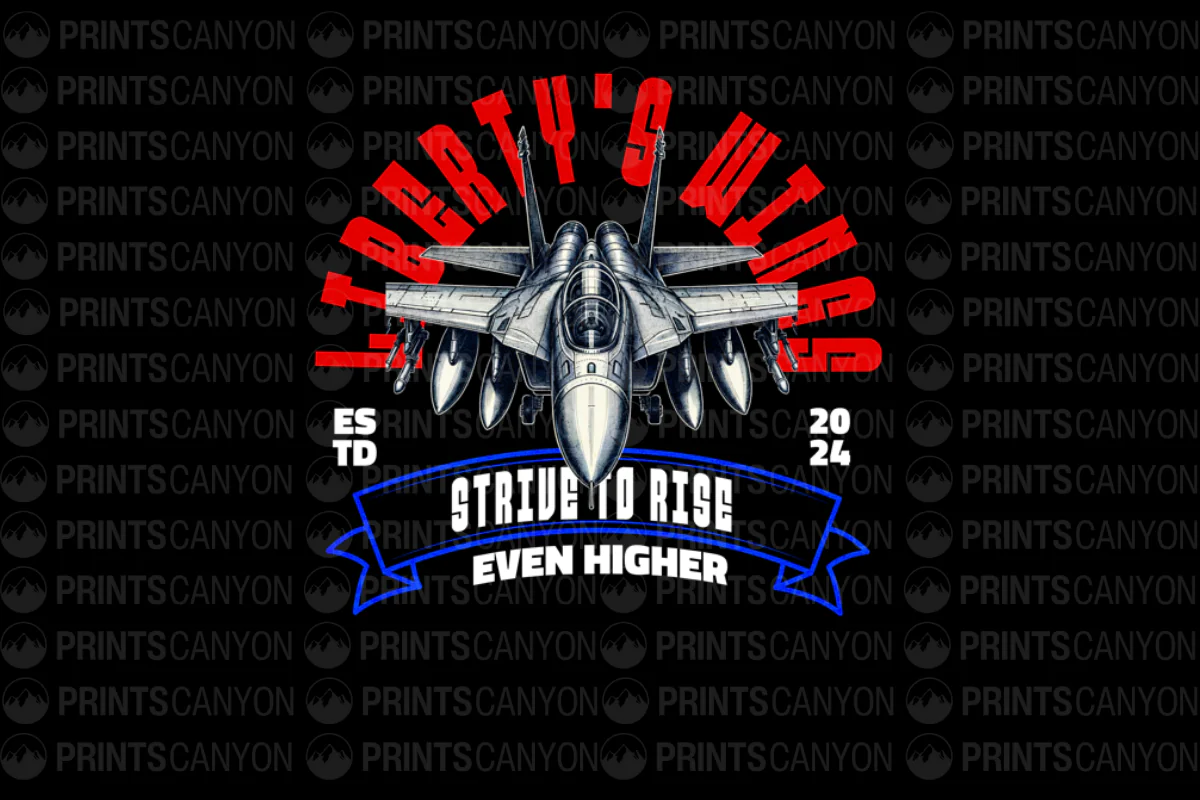 Liberty's Wings Military Aviation T-Shirt Strive to Rise Even Higher 2024