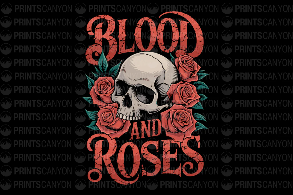 Blood and Roses Skull Design T-Shirt for Alternative Fashion Lovers