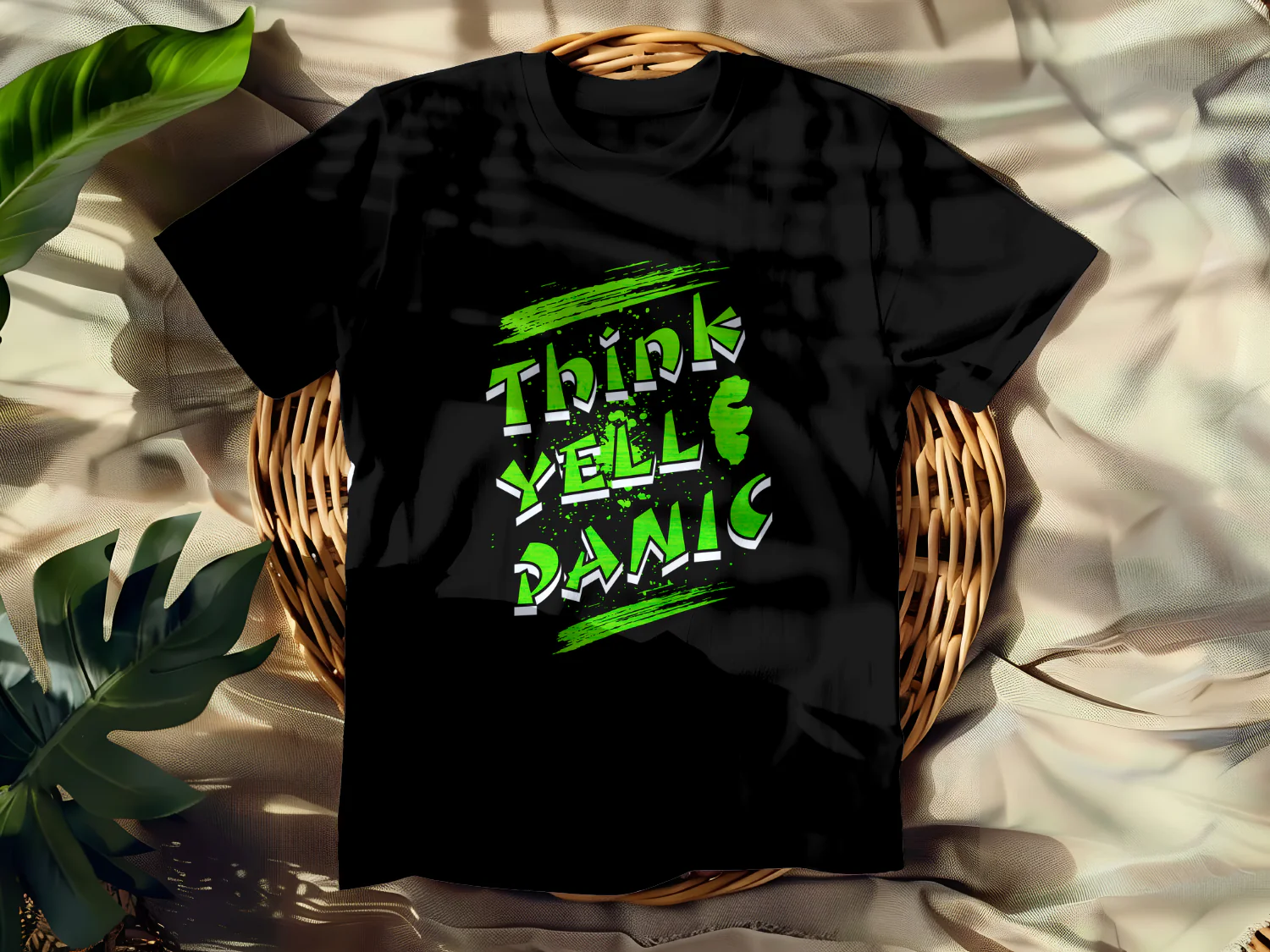 Think Yell Panic T-Shirt Design for Bold and Fun Statement Apparel