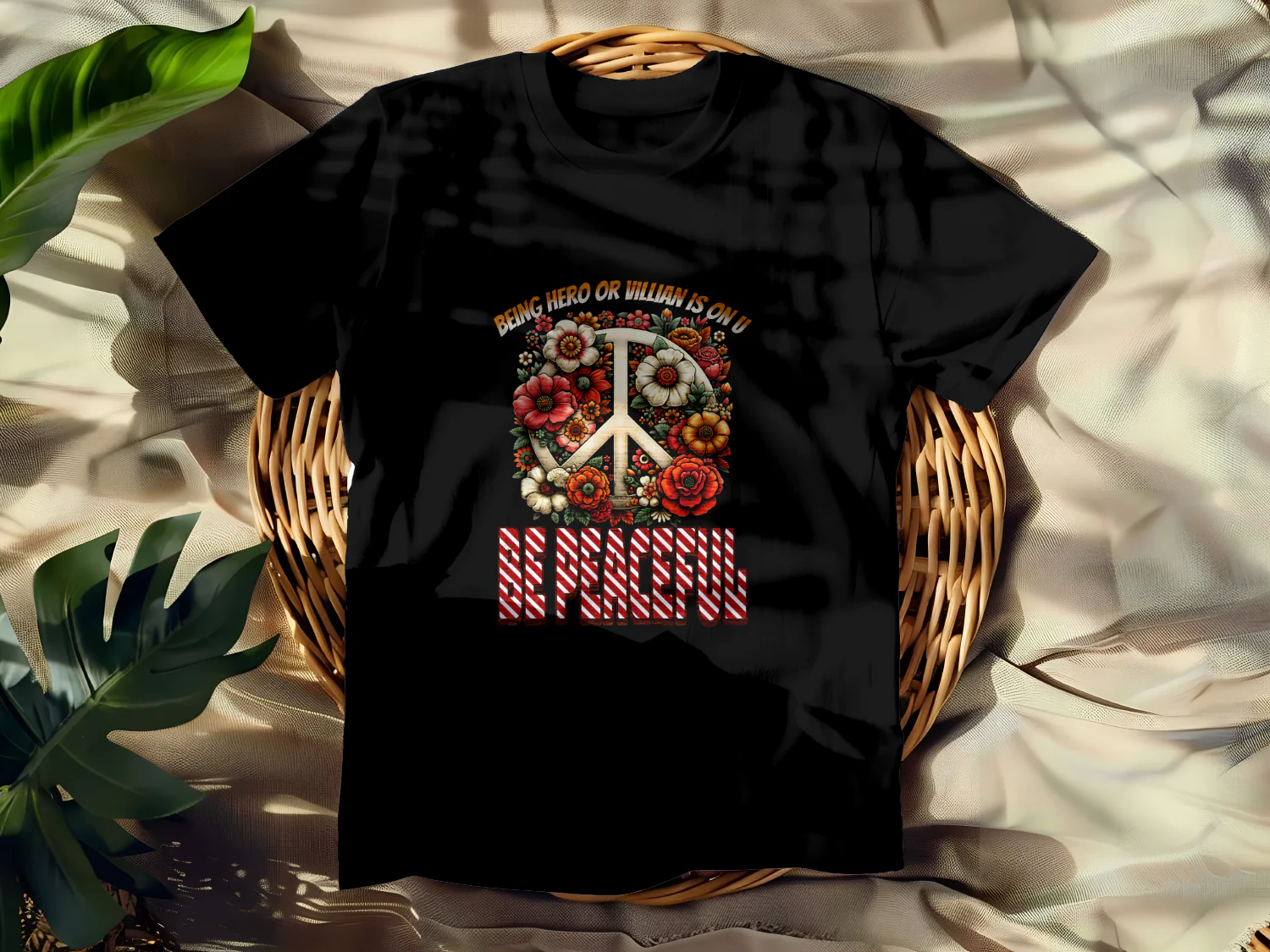 Being a Hero or Villain is on You Be Peaceful T-Shirt Design