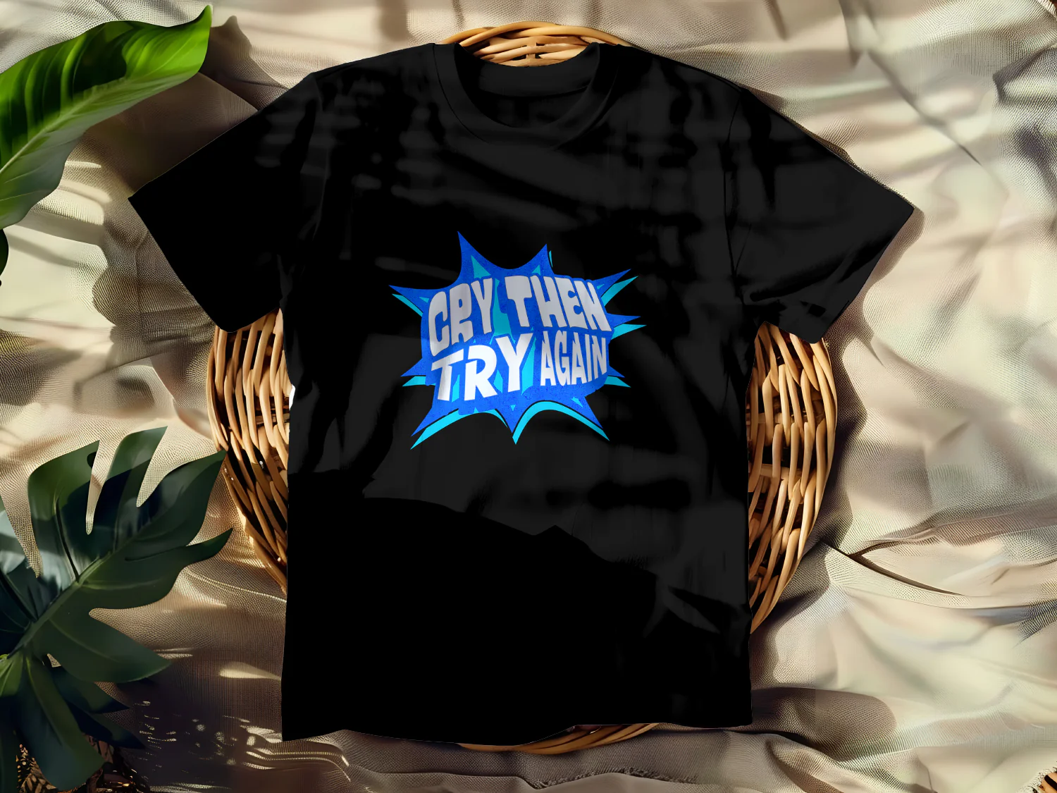 Cry Then Try Again Motivational T-Shirt Design