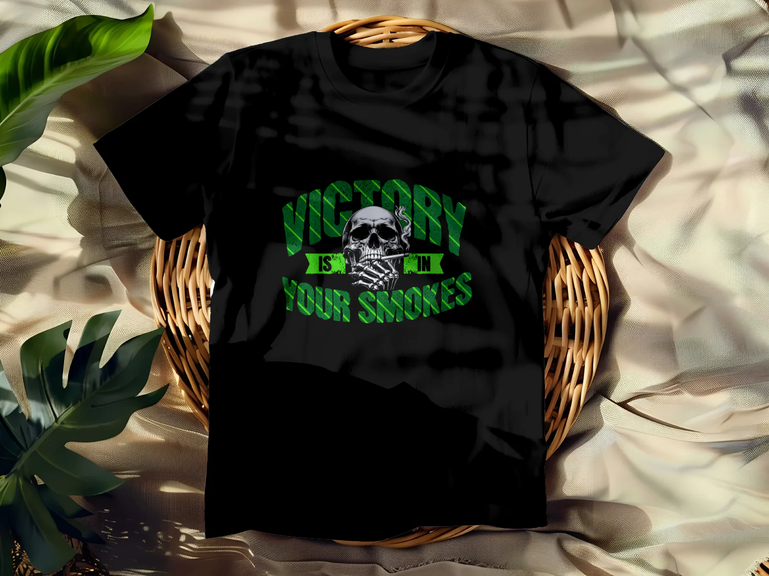 Victory Is In Your Smokes Skull T-Shirt Design