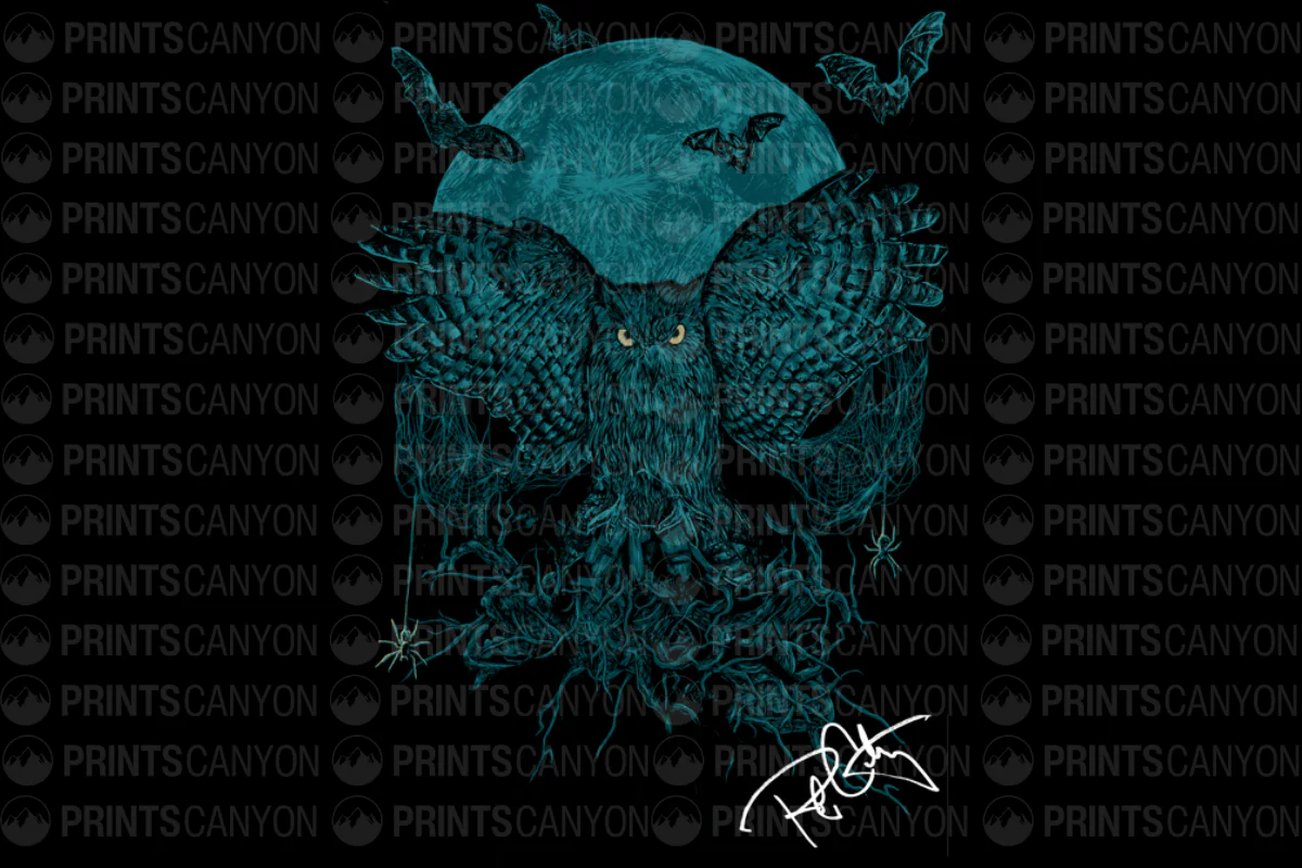 Mystical Owl and Bat T-shirt Design for Halloween Lovers
