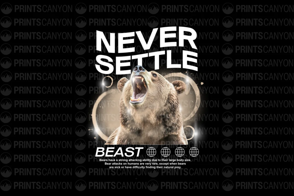 Never Settle Beast T-Shirt Design Ready for Print