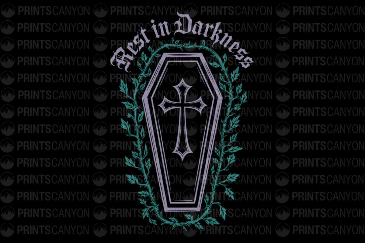 Rest in Darkness Coffin Shirt Design for Gothic and Alternative Fashion
