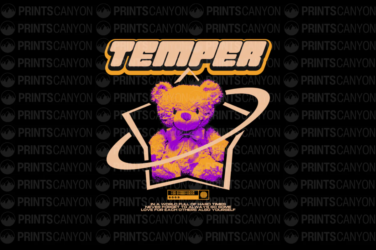 Colorful Temper Bear T-Shirt Design with Positive Message for Tough Times