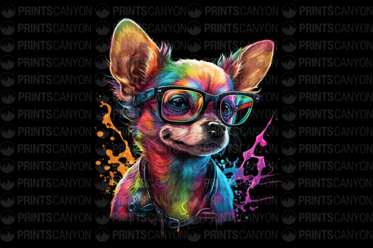 Colorful Chihuahua in Glasses T-Shirt Design for Dog Lovers