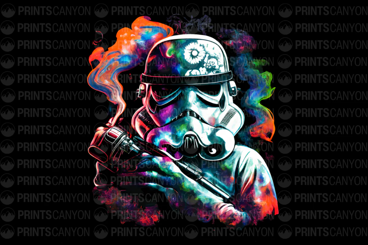 Colorful Stormtrooper T-Shirt Design with Smoke Effect