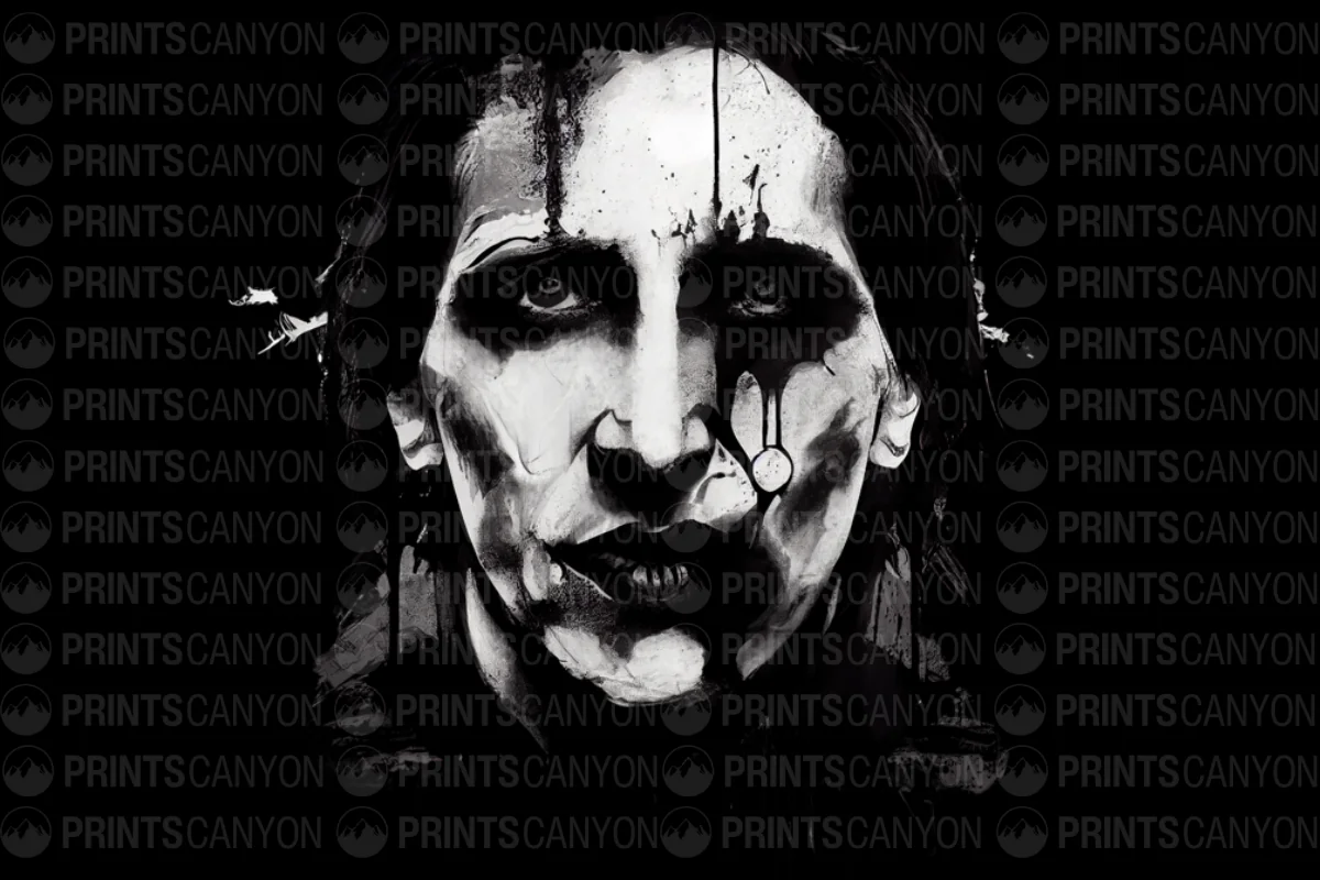 Dark Art T-Shirt Design Featuring Edgy, Gothic Face Illustration