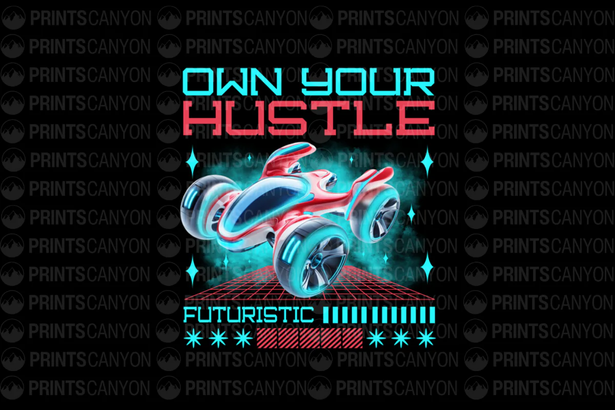 Own Your Hustle Futuristic T-Shirt Design