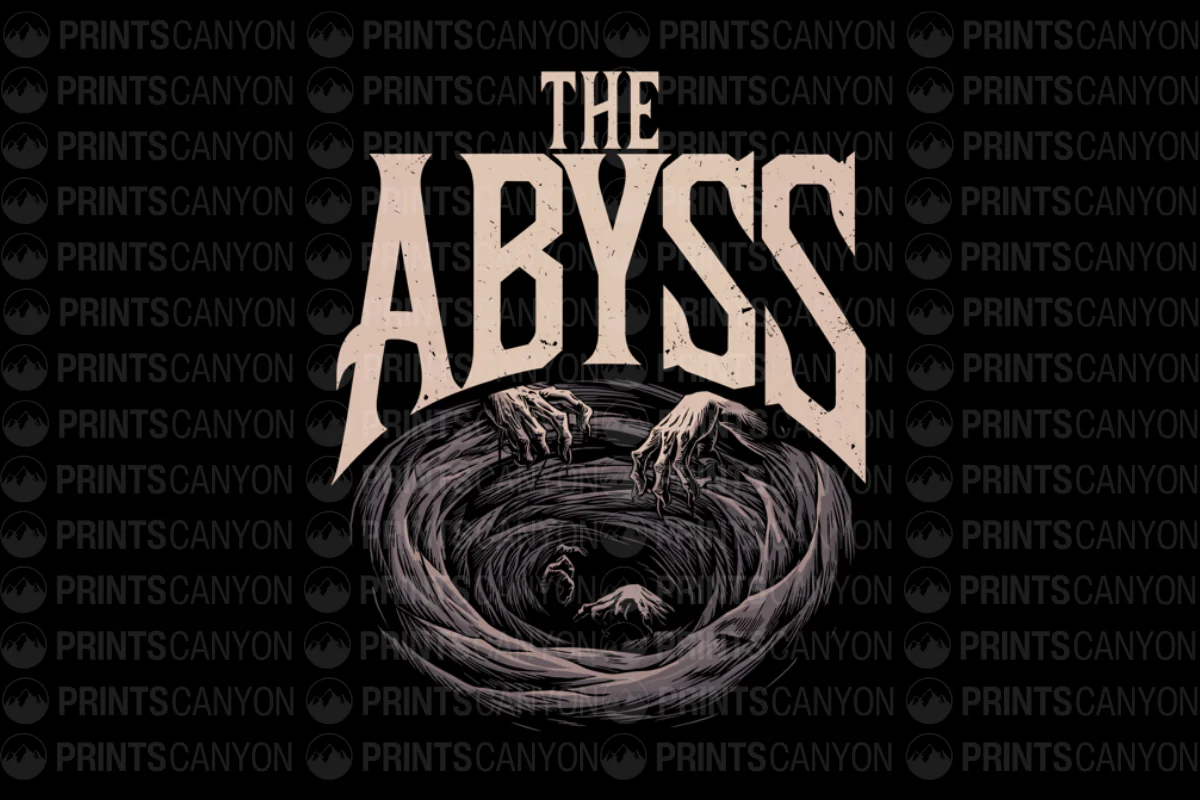 The Abyss Dark T-Shirt Design with Hands Reaching Down for Horror Fans
