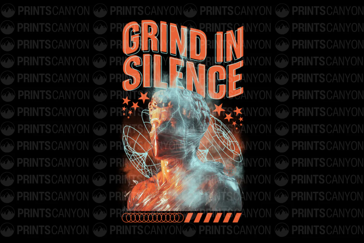 Grind in Silence Motivational T-Shirt Design for Creative Minds