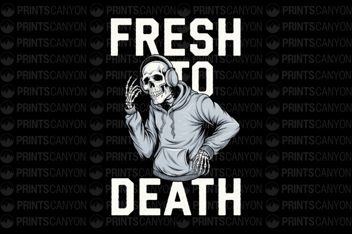 Fresh to Death Skull T-Shirt Design for Music Lovers and Halloween Enthusiasts