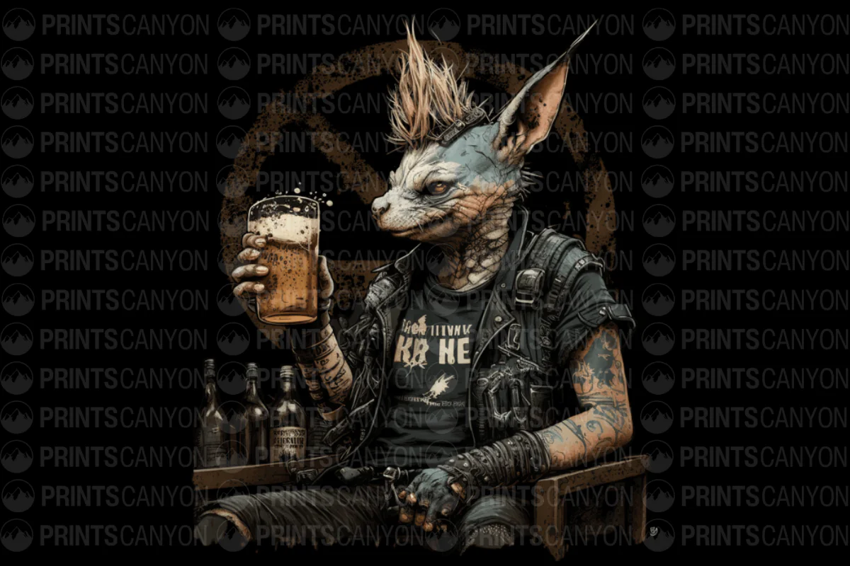 Rebel Cat with Beer T-Shirt Design for the Bold and Unconventional