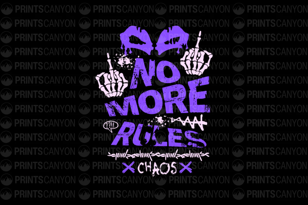 No More Rules Chaos T-Shirt Design for Rebel Spirits and Unconventional Minds