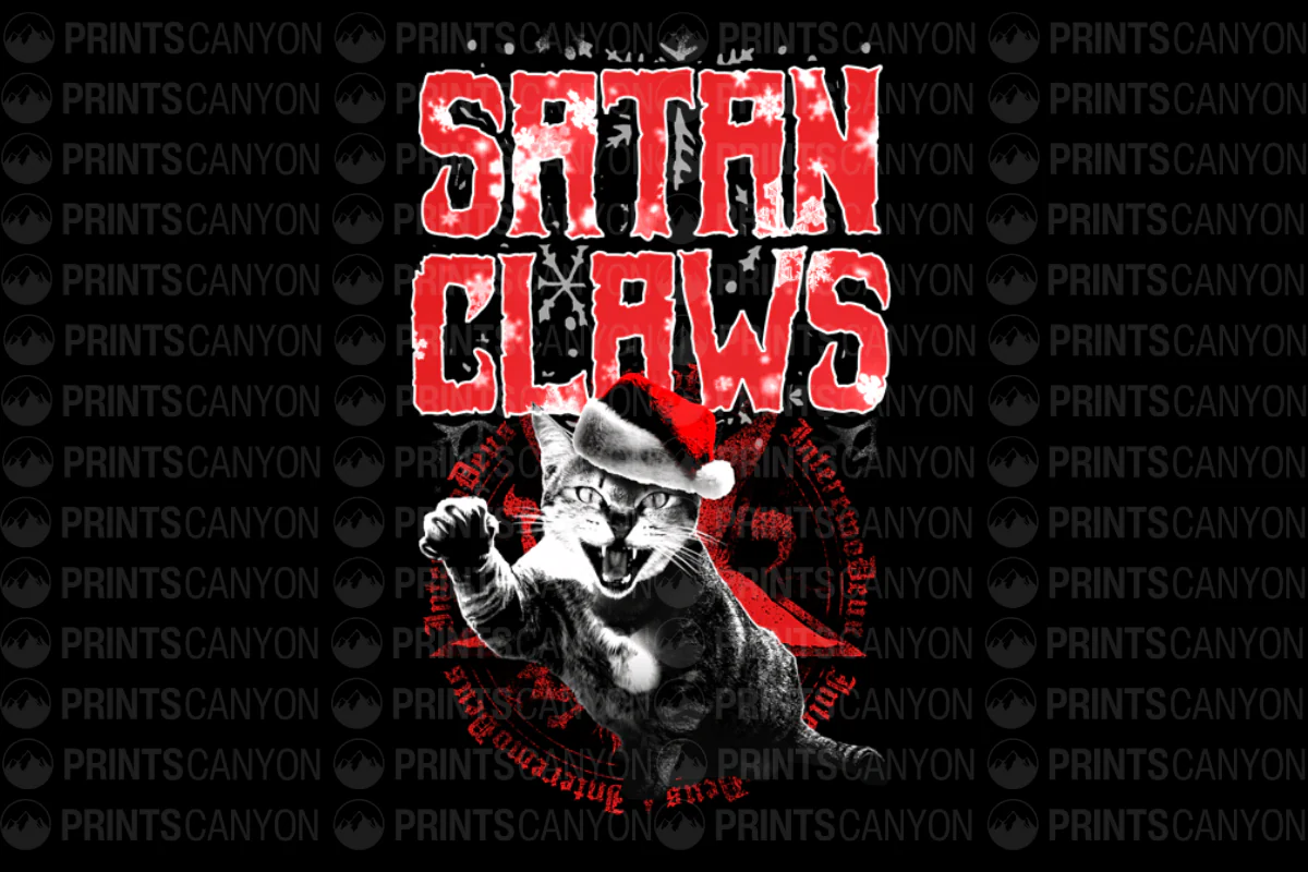 Satan Claws Cat T-Shirt Design for Christmas Holiday Fun
