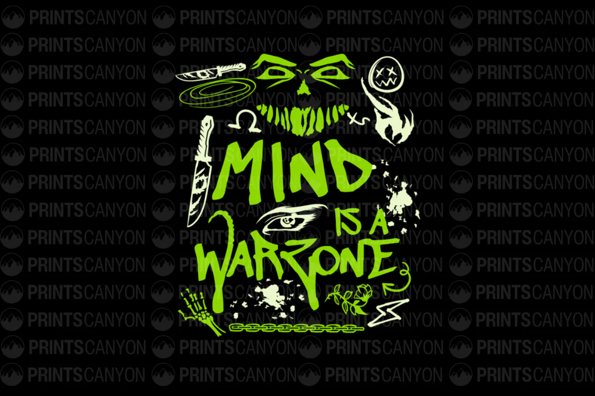 Mind is a Warzone T-Shirt Design for Strong Mental Health Awareness and Empowerment