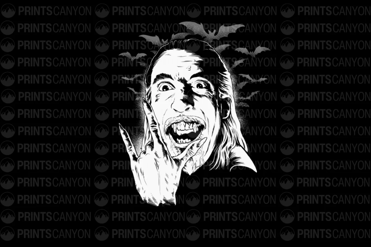 Rocking Vampires T-Shirt Design with Bats and Gothic Vibe