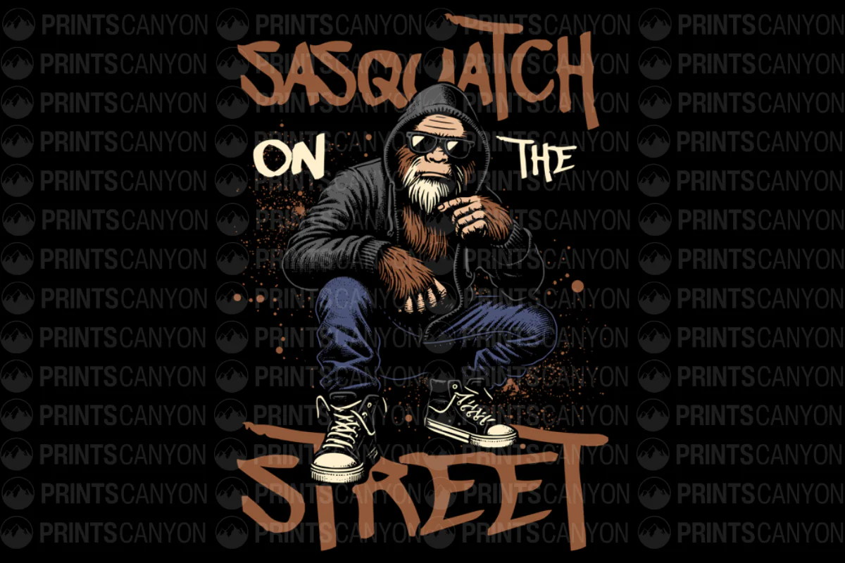 Sasquatch on the Street Cool Urban T-Shirt Design
