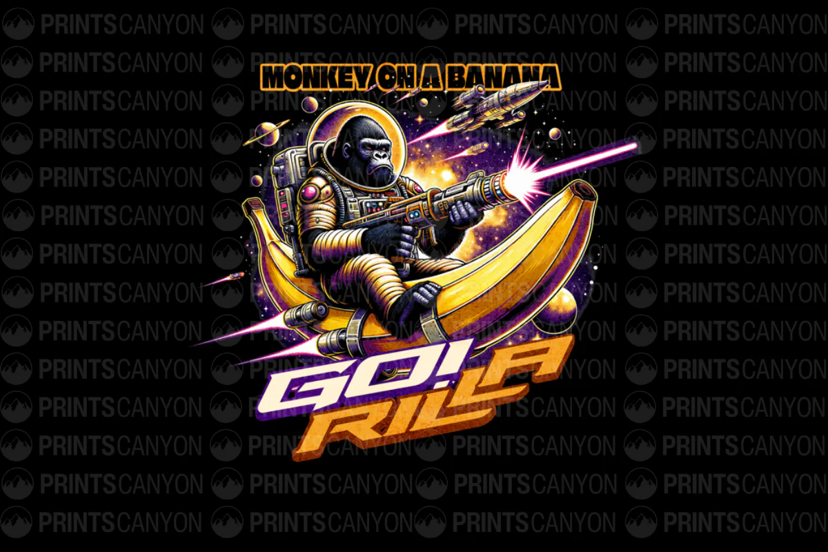 Monkey Astronaut Riding a Banana T-Shirt Design