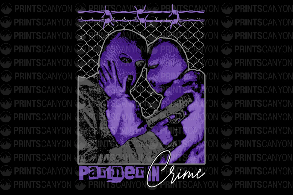 Partner in Crime T-Shirt Design - Unique Couple Graphic Tee for Fun and Edgy Style