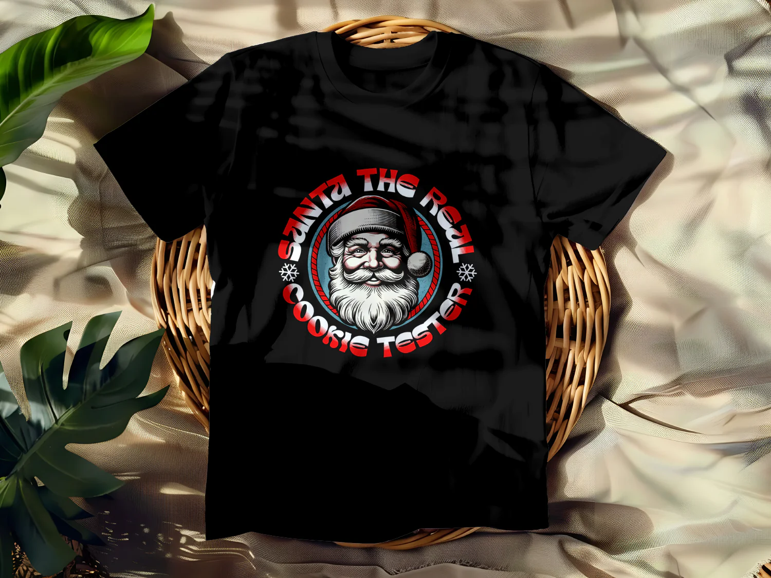 Santa the Real Cookie Tester Vintage T-Shirt Design