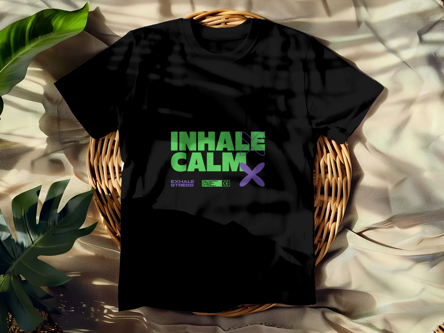 Inhale Calm Exhale Stress T-Shirt Design for Mindfulness and Relaxation