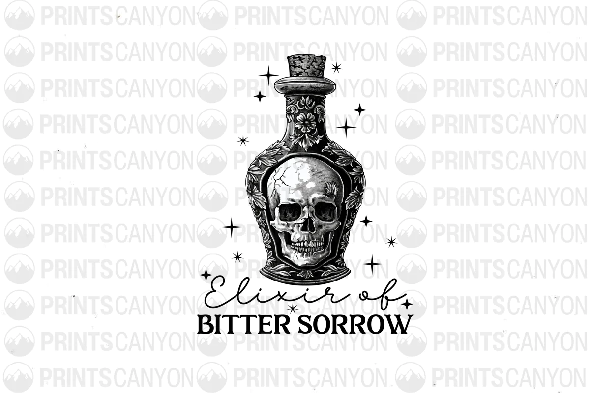 Skull Bottle Retro Graphic for Unique T-Shirt Design Printable 300DPI