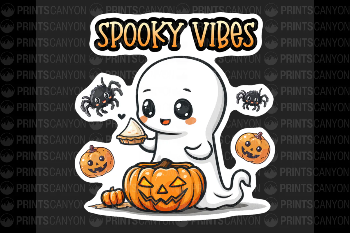 Spooky Vibes Printable Sticker for Halloween Decor and Seasonal Fun