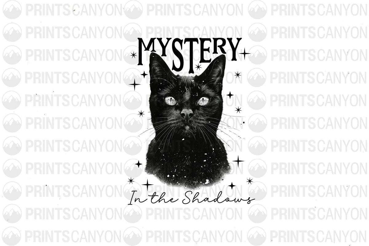 Cosmic Black Cat T-Shirt Graphic Design for Printable Apparel 300DPI