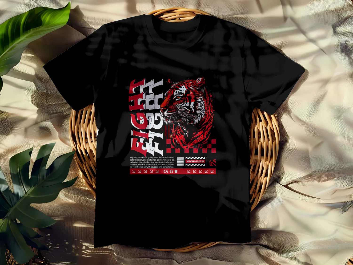 Resilient Tiger Fight T-Shirt Design: Never Give In, Embrace Strength and Determination