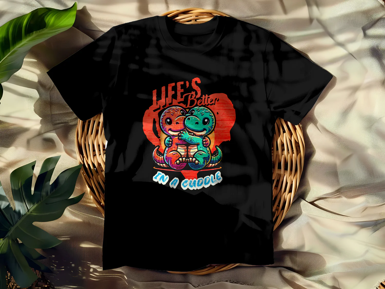Life's Better in a Cuddle Cute Dinosaur T-Shirt Design